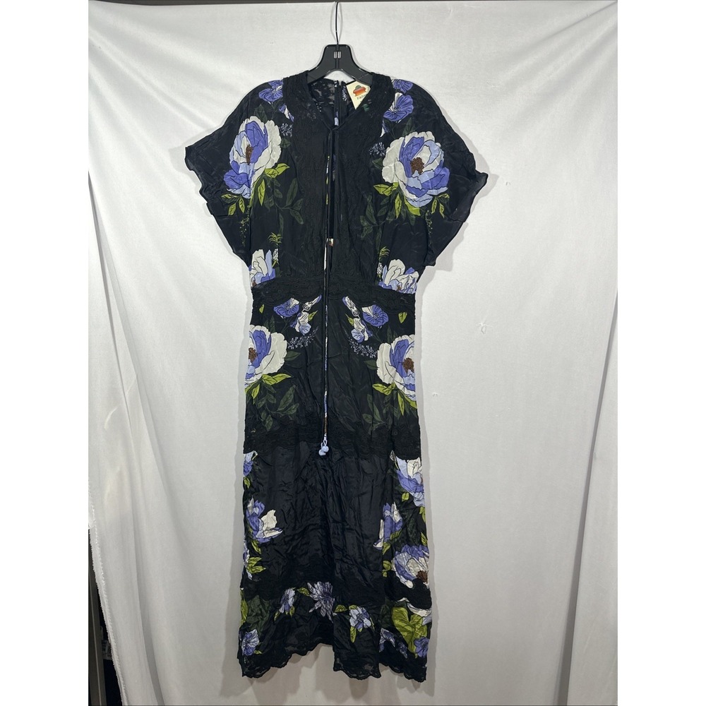 NWD $298 FARM RIO [ Large ] Soft‎ Garden Soft Garden Lace Maxi Dress black U1681 - Picture 5 of 16